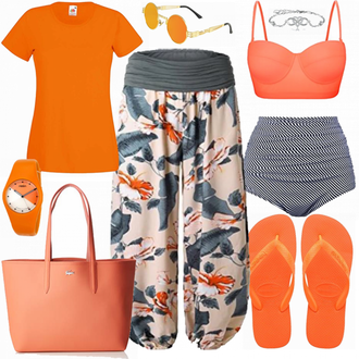 Outfit mit Orange/Rosa Große Tasche/Shopper-Tasche/Shopper Lacoste "BAISHENGGT"