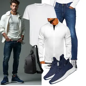 Stehkragen Outfit mit Weiß/Creme/Schwarz 2-in-1 Pullover/Basic Pullover/Stillpullover/Thermo Pullover/Sport Sweatshirt/Sweatjacke BOLF "Freizeit Outfit"