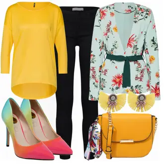 Outfit mit Beige High Heel Buffalo "Gelb ONLY"