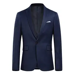 Allthemen Sakko Herren Slim Fit EIN Knopf Anzugjacke Herren Blazer für Business Hochzeit Freizeit Dunkelblau M