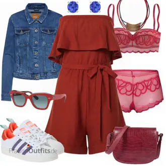 Outfit mit Rot Jumpsuit About You "Outfits für jeden Tag"