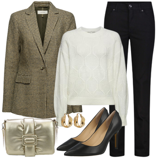 Outfit mit Schwarz High Heel/Schlaghose Guess "StylischerBürolook"