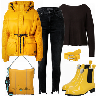 Outfit met geel Laars Rieker "Stijlvolle witersfeer"