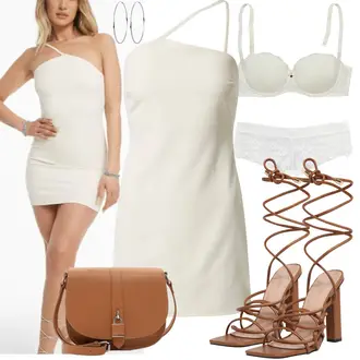 High Heels Outfit mit Braun/Weiß/Gold/Gelb Sandalette/Sandalen Mit Blockabsatz/High Heel/Sandalen Mit Absatz/Schaftsandale/Spangenpump/Riemchen Sandale Nasty Gal "Perfekt für den Sommer"