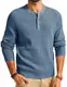 PJ PAUL JONES Business Pullover Herren mit Rundhals Strickpullover Henley Kragen Winterpullover Blaugrau M