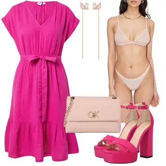 Outfit mit Lila Kleid Große Größe GAP "Sommerliches Abend Outfit"