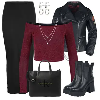 Rock Outfits Punk mit Schwarz/Rot/Orange/Rosa Stranger Things "Frühlings Outfit"Look: Uni, Punk, Rockabilly, Rock N Roll, Workwear, Steampunk