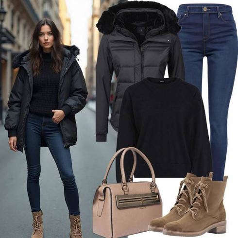 Comment poter Noir Manteau Parka/Manteau en Duvet/Manteau d'Hiver/Duffle Manteau/Manteau matelassé/Manteau à Capuche/Manteau de Mi-saison/Veste d'Hiver/Veste en Duvet/Parka d'Hiver/Doudoune/Parka Transition Veste Jack & Jones avec Bleu foncé/Bleu Jeans Veste en Cuir/Jeans Thermiques/Jean Push-up/Chaussures en Cuir/Veste d'Hiver/Jean Taille Haute/Jean Coupe Slim Noisy may