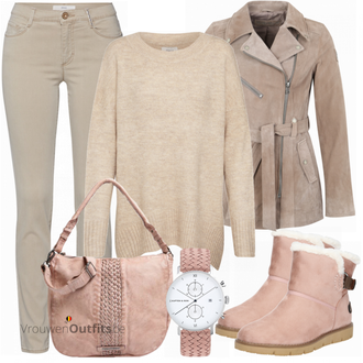 Outfit met beige Brax "Only Trui"