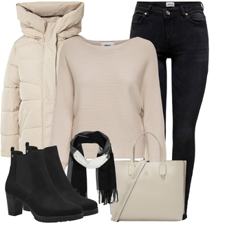 Outfit mit Beige/Khaki/Braun Daunenmantel/Leichter Mantel/Parka/Steppmantel/Übergangsmantel/Wintermantel/Daunenjacke/Puffer Jacke/Sommerdaunenjacke/Winterjacke/Winter Parka Mazine "Winter outfit"