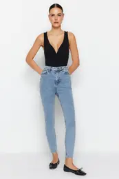 Light Blue Push Up High Waist Skinny