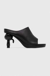 Usnjeni natikači IKON HEEL ženski, črna barva, KL39004