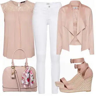 Outfit mit Weiß/Schwarz/Braun Bluse mit Lochstickerei/Bluse Oberteil/Kinderspielzeug/Schößchen­bluse/Verspielte Bluse/Volantbluse/Damen 7/8-Länge Jeans/Cropped Jeans/Schlaghose Jeans/Jeans-Culotte/Bundfaltenjeans/Formelles Hemd/Wide Leg Jean Only "Only You"