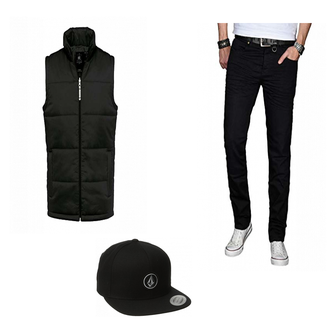 Outfit mit Blau/Schwarz Hut Volcom "MDUR"