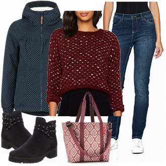 Outfit mit Schwarz Jeans CECIL "Stunning"
