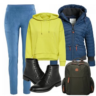 Outfit mit Blau Stiefel Vagabond Shoemakers "Powerful"
