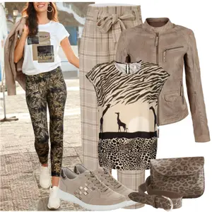 Elegant Outfit met Beige Paperbag Broek "Lichte outfit"look: Elegant, Klassiek, Casual