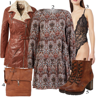 Outfit s Černá/Šedá Krajkový Body lindex "Zimní Outfit"