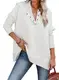 Dokotoo Kapuzenpullover Damen Knopfleiste Oversized Hoodie Pullover Casual Langarm Sweatshirt Pulli Oberteile für Herbst Winter, weiß, M