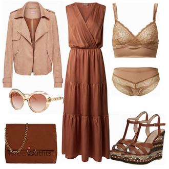 Outfit mit Rot Cartoon, Beige Cartoon "Buntes Outfit für den Frühling"