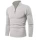 KEFITEVD Troyer Herren Warm Herrenpullover Winter Strickpullover Quarter Zip Atmungsaktiv Work Pullover Jagdpullover Strick Pullis Männer Angeln Golf Sweatshirt Hellgrau M