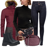 Černé Gumové Kotníkové Boty s Nýtováním Outfity image