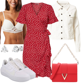 sviatočné Outfit sa Crvena/Tamnocrvena Haljina Veći Broj/Tunika Only "Outfit za proljeće"Look: Rap, sviatočné, Talijanski, Za Kuću, Mom, Preodjeven, Romantičan
