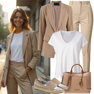 Tenues d'Affaires avec Beige/Kaki Pantalon Stretch/Pantalon à Enfiler/Pantalon Droit/Pantalon Business/Pantalon en Mousseline/Pantalon Taille Haute/Pantalon Froissé/Pantalon Moulant/Pantalon de Costume/Pantalon en Bengaline/Pantalon Chino/Pantalon Slim/Pantalon avec Fente Matinique "Tenue de printemps"