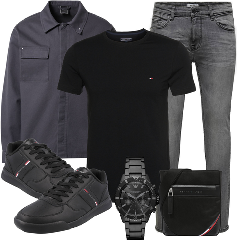Grau/DunkelGrau/HellGrau Biker Jeans/Lederjacke/Leder Schuhe/Slim Fit Jeans/ThermoJeans/Herren Lederjacke/Winterjacke/Jeans mit Schlitz/Low Rise Jean Only & Sons kombinieren