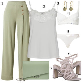 Invité de mariage tenues avec Vert foncé/Vert/Kaki/Vert clair Pantalon de Costume/Pantalon Taille Haute/Pantalon Marlène/Pantalon en Mousseline/Pantalon Palazzo/Pantalon avec Fente/Pantalon Paperbag/Pantalon Plissé/Pantalon à Plis Devant/Pantalon Large Edited "Vêtements d'été"