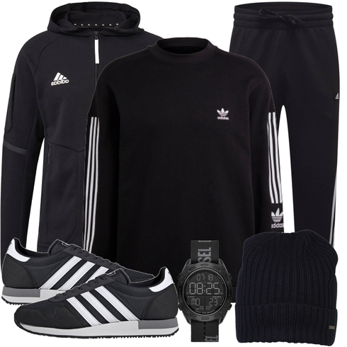 Schwarz Schuh Sneaker Adidas Originals kombinieren