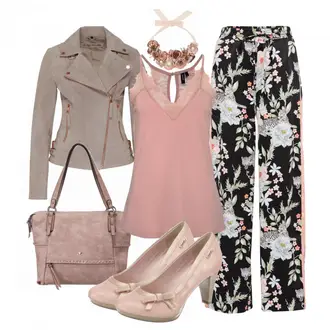 Gefütterte Outfit mit Grau/Beige/Lila/Braun Mantel/Herbstjacke/Bikerjacke/Cordjacke/Außergewöhnliche Jacke/Jacke mit Seitlichem Reißverschluss/Lederjacke/Motorradjacke/Frühlingsjacke/Sommerjacke/Wolljacke Freaky Nation "FloralDay"