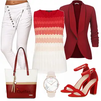 Outfit mit Rot/Dunkelrot High Heel/Sandalen Mit Absatz/Sandalen Mit Blockabsatz SCARPE VITA "Eleganter Look"