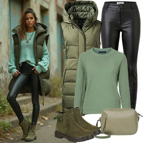 Dunkelgrün/Grün TrekkingStiefel/Winter Sneaker/Wasserfester Schuh/Winter Stiefelette/Winterschuh/SchnürStiefelette Rieker kombinieren