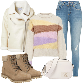 Gefütterte Outfit mit Beige/Khaki/Braun Klassischer Stiefel/Wasserdichter Stiefel/TrekkingStiefel/SpringerStiefel/Winter Stiefelette/Gefütterte Stiefelette/Wattierte Stiefel/Herren Lederschuhe/SchnürStiefel/Winter Stiefel Tom Tailor "Bequemes Winter Outfit"