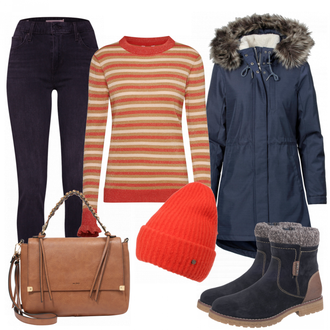 Outfit mit Blau Stiefel Tom Tailor "stripes"