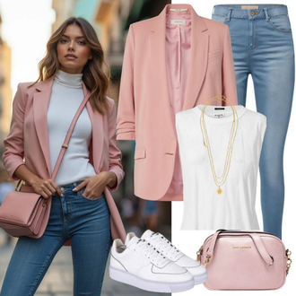 Široke Outfit sa Crvena/Pink/Tamnocrvena/Vinski Crveno Boyfriend Sako/Corduroy Sako/Dvoredni Sako/Oversize Sako/Dugi Sako young poets "Sjajan izgled za slobodno vrijeme"