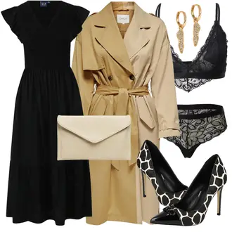 Festlische outfits mit Grau/Schwarz Unterhose Unterteil Pieces "Auffälliges Festliches Outfit mit langem Kleid"