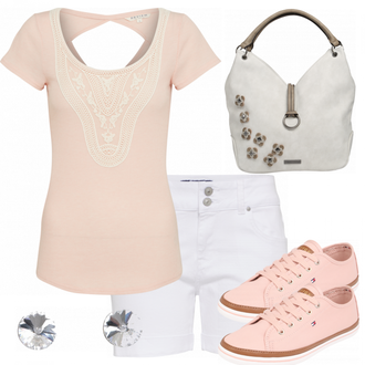 Outfit mit Rosa/Beige/Blau Sneaker Tommy Hilfiger "dilia"