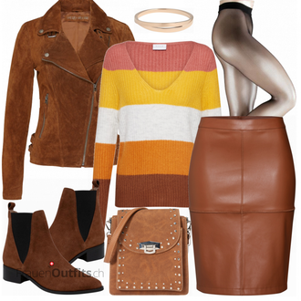 Outfit mit Rot Lederjacke Freaky Nation "Vila Pullover"