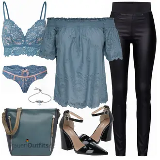Party Outfits mit Schwarz/Dunkelblau/Weiß Hose Große Größe/Leggings Große Größe/Lederimitathose/High Waist Legging/Lederlegging/Leggings Lederoptik/Lederhose/Leggings mit Schlitz/Skinny Hose/Treggings/Lack Legging Freequent "Outfit für die Party"