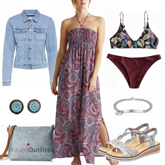Zweiteilige Hochzeitsgast Outfit mit Bordeaux/Rosa/Dunkelrot zaful "Modischer Sommer Look"