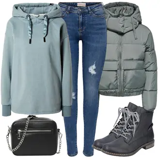 Kombinacije od trapera Zima sa Siva/Svjetloplava/Plava Sweater majica/Dukserica s kapuljačom Alife and Kickin "Jesenski Outfiti"