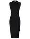 GRACE KARIN Damen Sommer Schwarz Kleider Reverskragen Elegant Bodycon Businesskleider Hochzeitsgäste Kleider 38