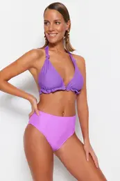 vijolina dna bikinija z visokim pasom z obiajnimi nogami