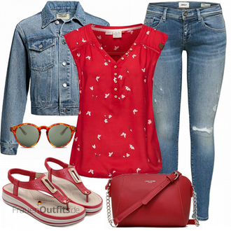 90er Jahre Outfits Rave mit Rot/Orange Brille Cheapass "Outfit in sommerlichen Farben"Look: Strandtag, Hawaii, Festival, Rave, Silvester