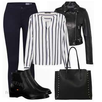 Outfit mit Schwarz/Dunkelgrau Mantel/Bikerjacke/Crop Jacke/Kurzjacke/KunstLederjacke/Leder Bomberjacke/Lederjacke/Vintage Lederjacke Oakwood "Freizeit Outfit"