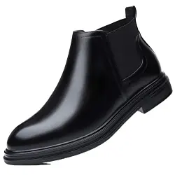 Chelsea Boots für Herren Formell Schwarz Braun Slip-On Round Toe Slip-On Lederstiefel Büro Karriere Klassische Stiefeletten