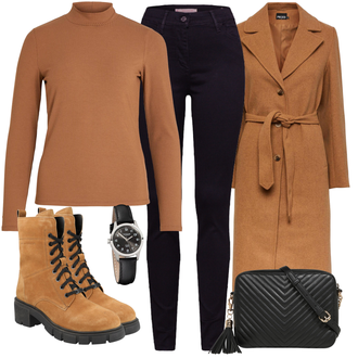 Outfit mit Braun/Beige Kaschmir Mantel/Langer Mantel/Langmantel/Midi Mantel/Women's Trenchcoats/Wollmantel/Wintermantel Wollmantel Pieces "Outfit Für Den Herbst"