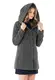 Sublevel Damen Winter-Mantel mit Kapuze aus Woll-Mix Dark-Grey M